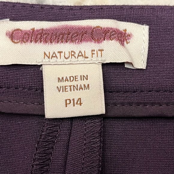 Coldwater Creek Natural Fit Flare Leg Plum Stretch Knit Pants ~ Women's Size 14P - Picture 6 of 8